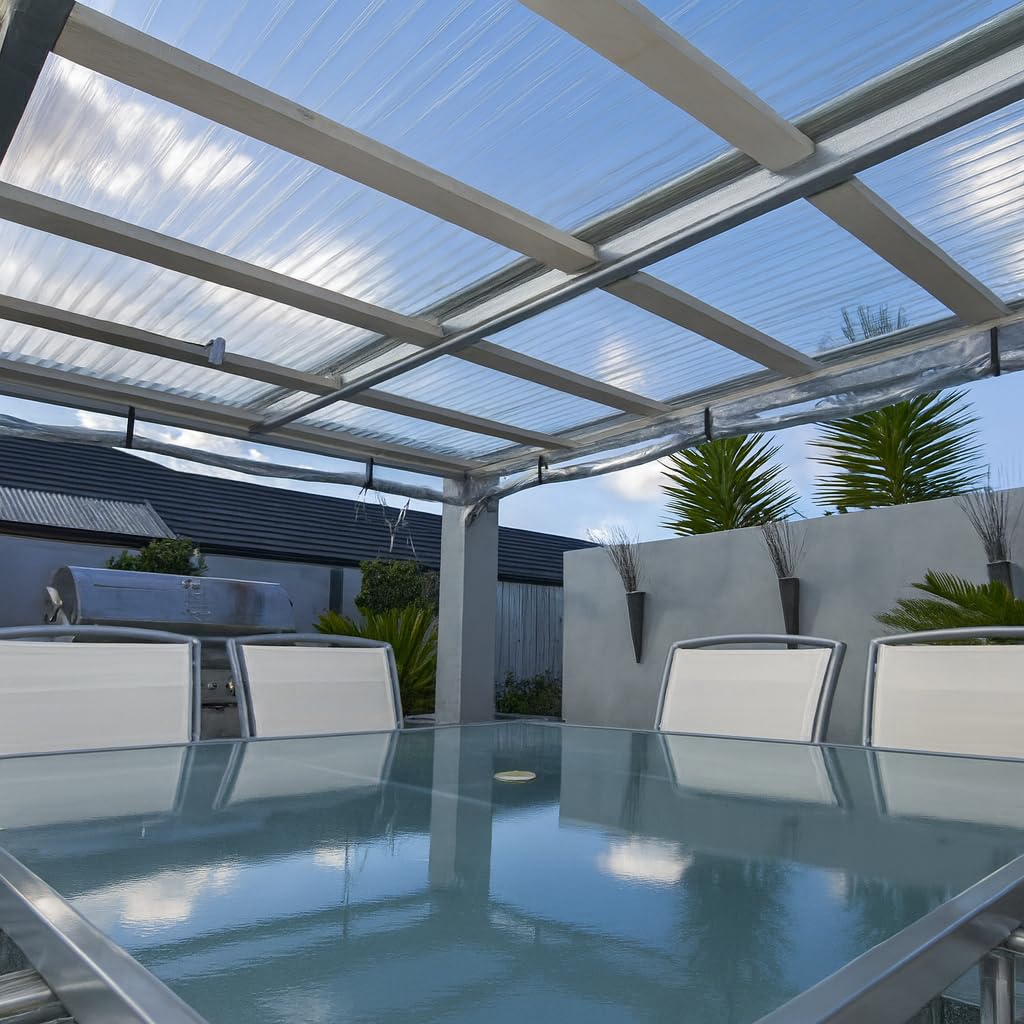 Placa Policarbonato Alveolar 10mm Transparente MACROLUX Protección UV Ambas Caras Triple Pared Stabilit Suisse Invernadero Pérgola Marquesina Diferentes Tamaños (50x105CM (HxL))