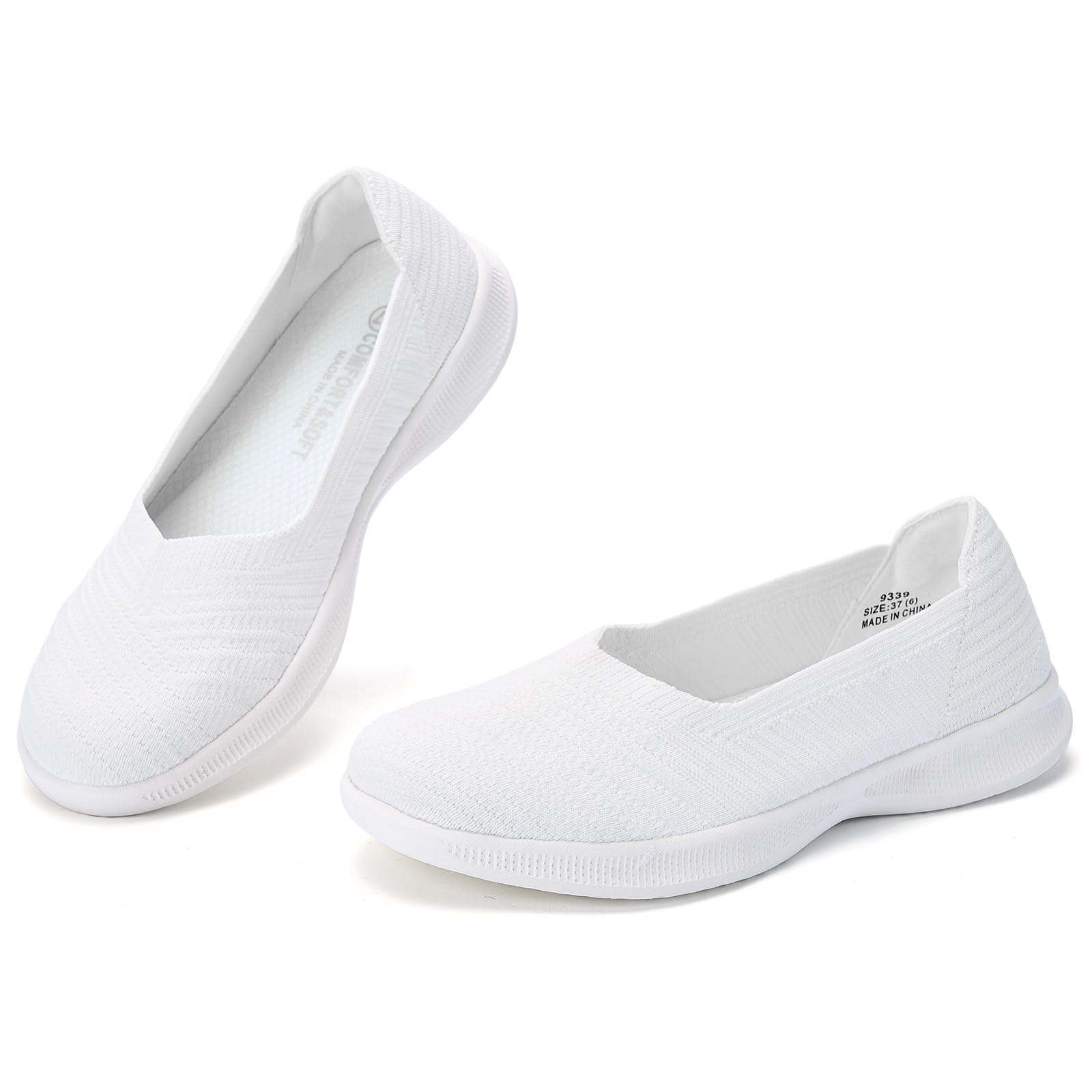 konhill Mocassins pour Femmes Confortables Loafers Décontractées Plates Slip-on Tricot Chaussures Habillées Chaussures de Marche Légères