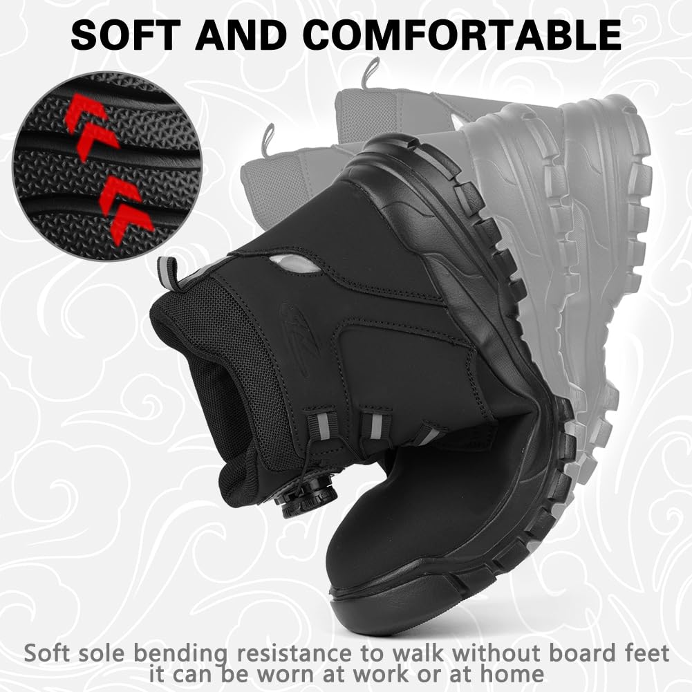 Chaussures de Sécurité Homme, Chaussures de Travail Embout Acier Montante, Bottes de Sécurité Antidérapant Respirant, Basket de Securite Légère Imperméables, Baskets Chantier Confortable