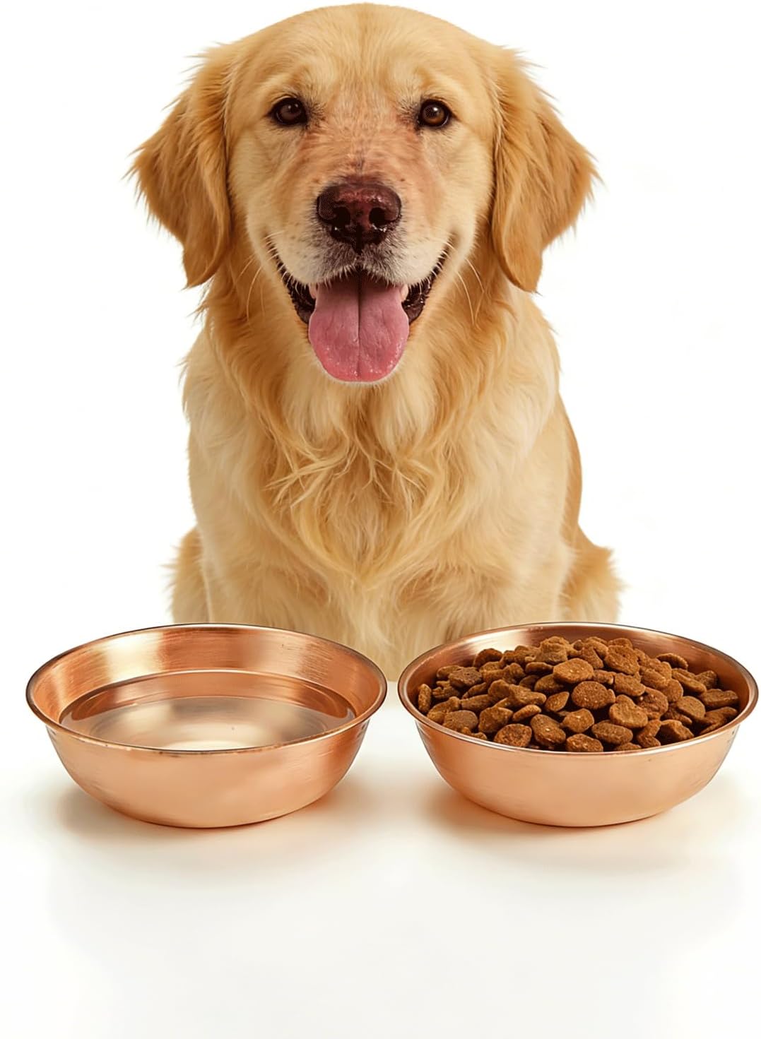 99.99% Pure Copper pet Bowl, 7.4-inch Copper Dog Bowl, a Large Copper Bowl Suitable for Family Pets. (2)
