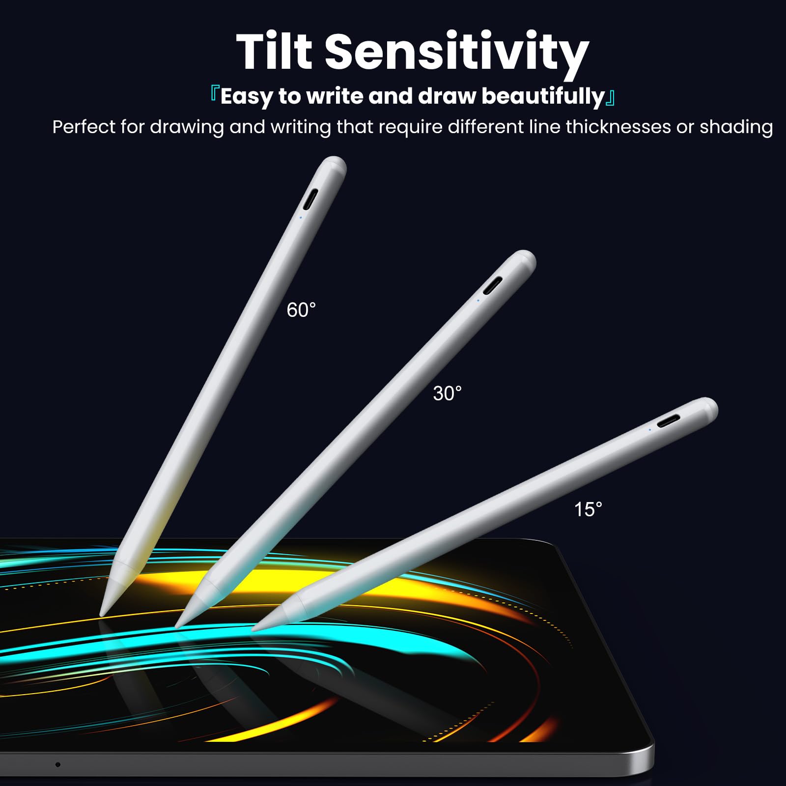 JAMJAKE 5 Mins Fast Charging Stylus Pen for iPad 2018-2026,Palm