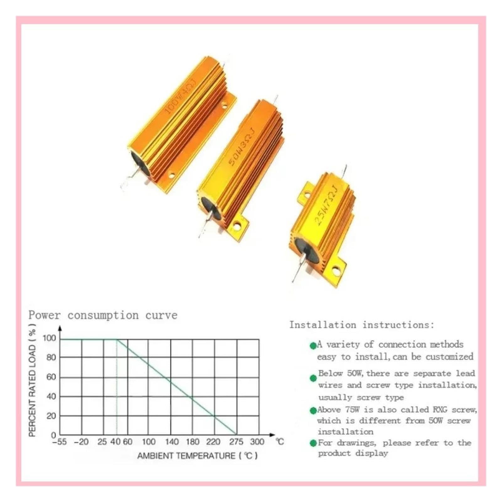 1PCS Aluminium Power Metal Shell Fall Drahtwiderstand
