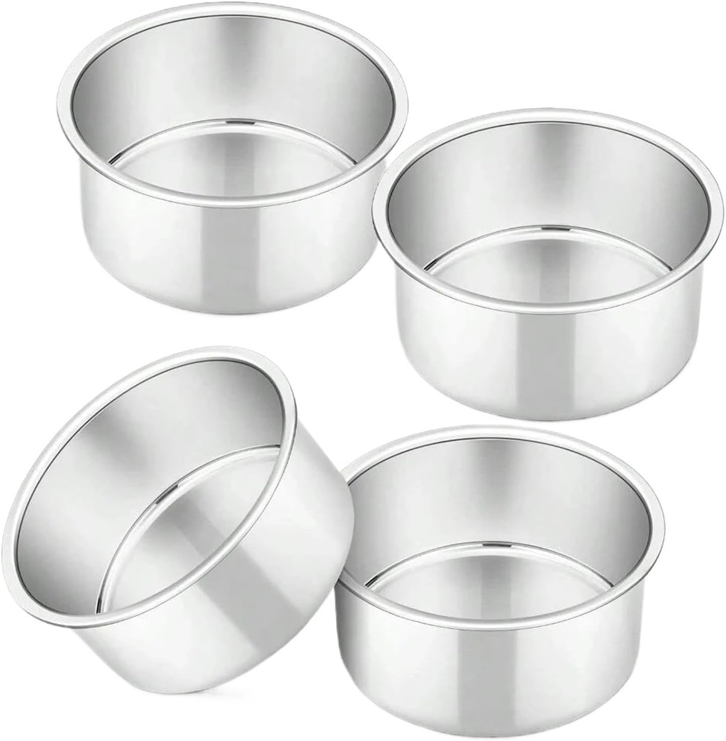 1/2/4/6pcs Fixed 4-Inch Cake Mold Aluminum Solid Base Small Pan Reusable Round Tins Kitchen Gadgets Perfect For Baking(2 pcs)