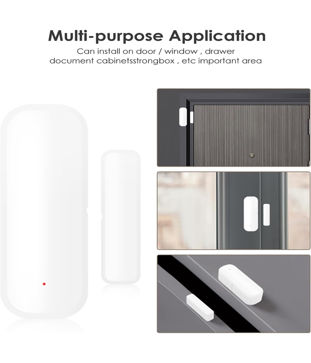 Sensor de puerta inteligente, sensor de ventana de puerta con 5 Zigbee, sensor de puerta inteligente WiFi, sensor de puerta y ventana, puede acceder y monitorear de forma remota, para la seguridad del