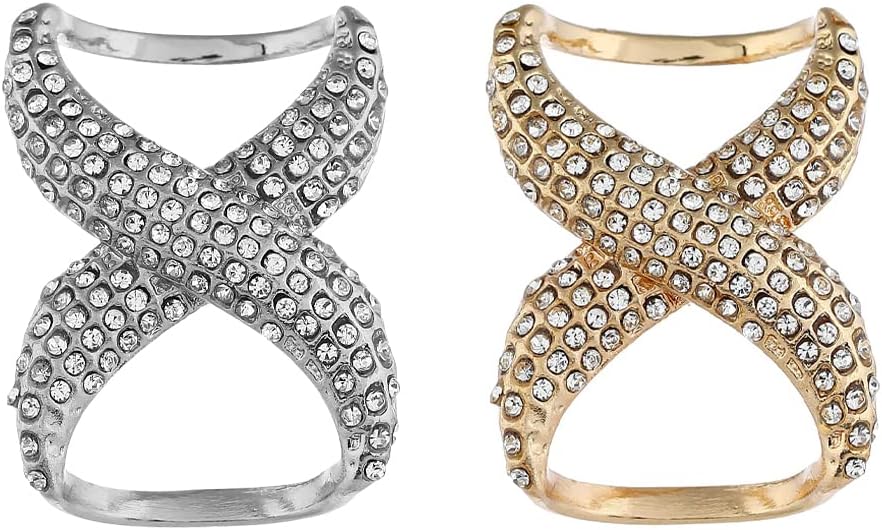2 Pcs Scarf Clips Fashion Rhinestone Scarves Buckle Modern Simple Design Women's Shawl Buckle Hollow Scarf Ring for Clothing Neckerchief Shawl