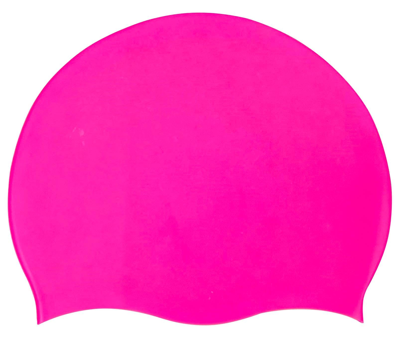 CHEX Stretchy Silicone Unisex Women Men One Piece Swimming Hat Swim Cap Plain Unbranded Fluo Dark Pastel Colours One Size Adults 8+ Years Easy Pull On Swim Hat (Shocking Pink)