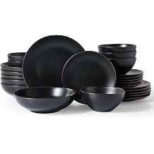 Famiware Venus Stoneware Dinnerware Sets with Pasta Bowls, Dishes Set for 6