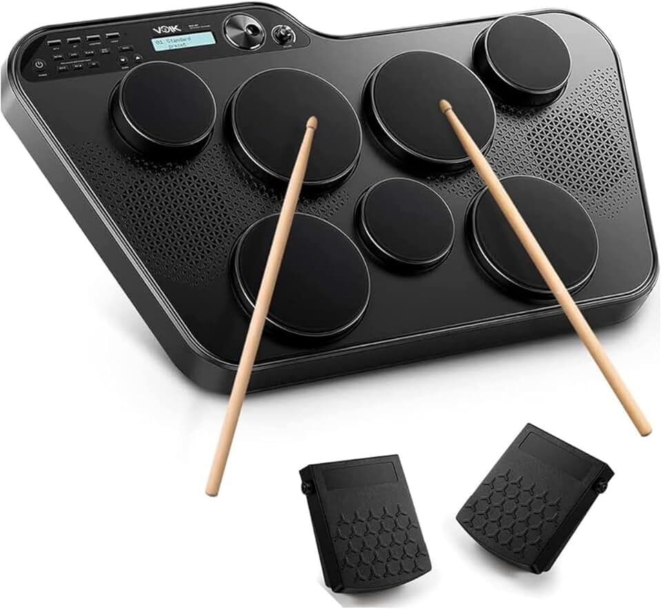 Bateria Eletrônica Portátil 7 Pads Voik BEAT-70 Com Baqueta