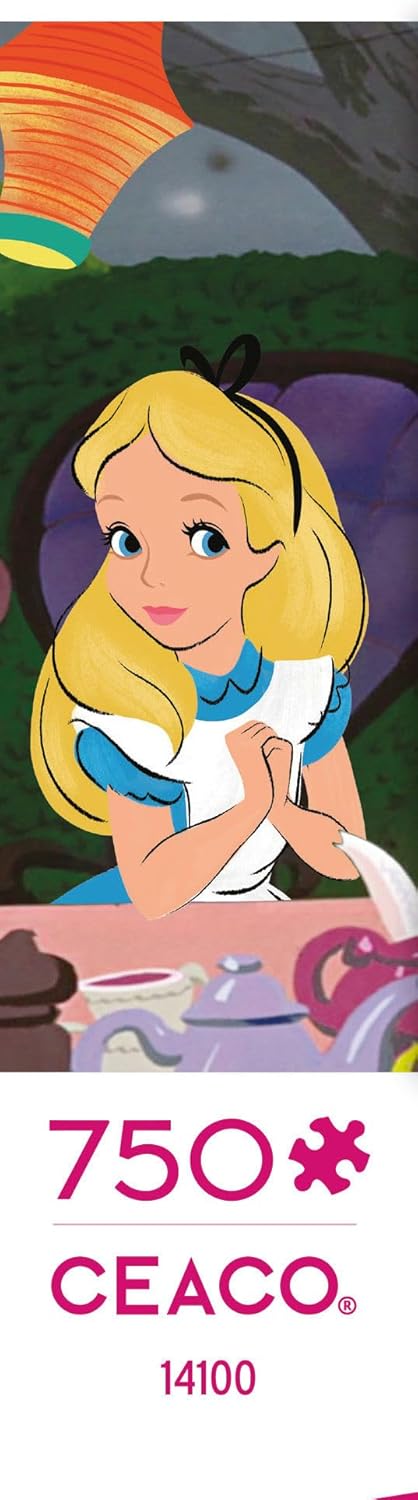 Ceaco - Panoramic Series - Disney - Alice in Wonderland, Tea Party - 750 Piece Jigsaw Puzzle for Adults - Challenging Puzzle Perfect for Game Nights - Finished Size is 38.25 x 11.25