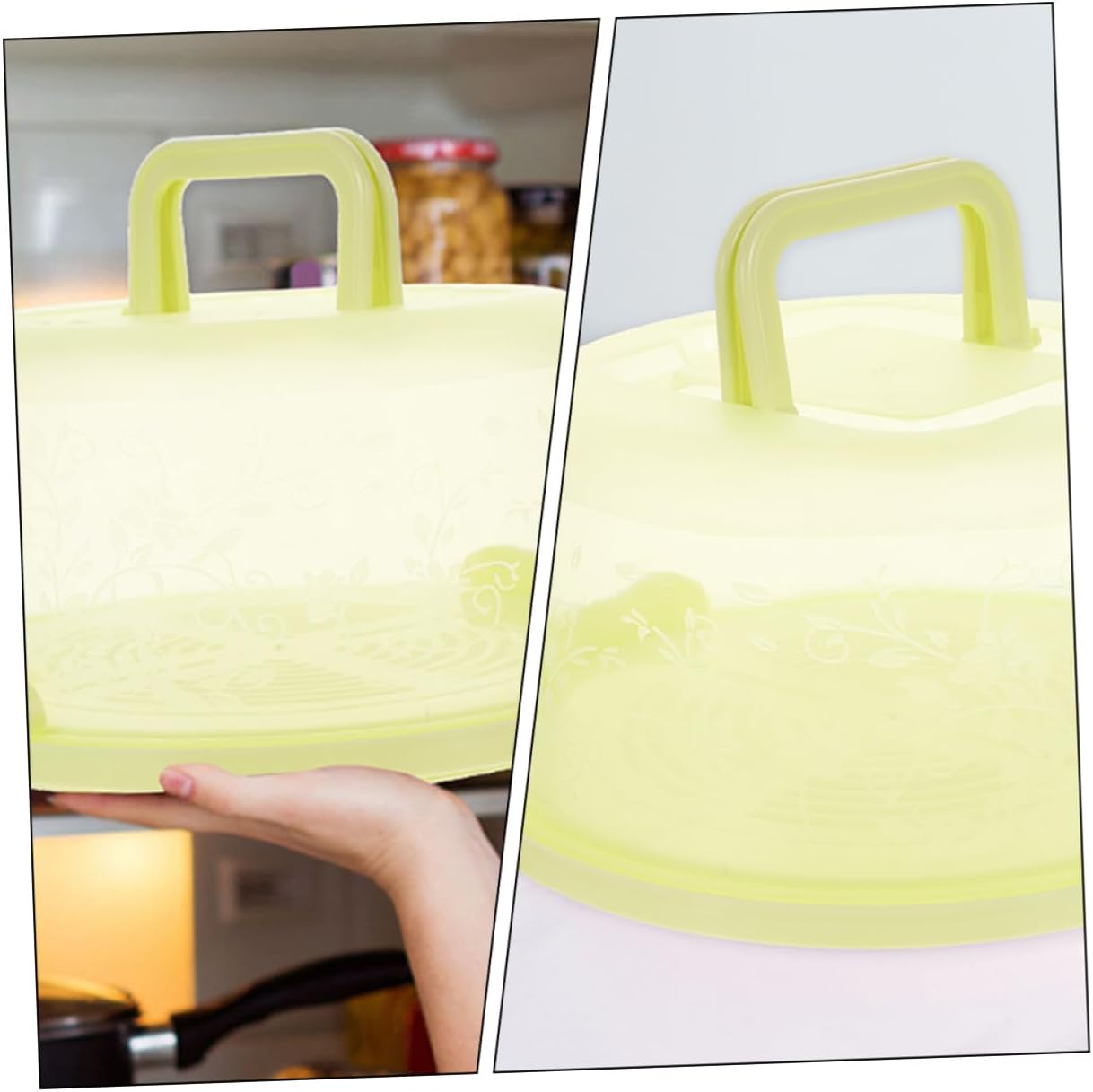FRCOLOR Portable Cake Carrier Box with Handle 2pcs Green Buckle round Pp Cake Boxes and Fresh Keeping Practical Baking Packaging for Party and Travel