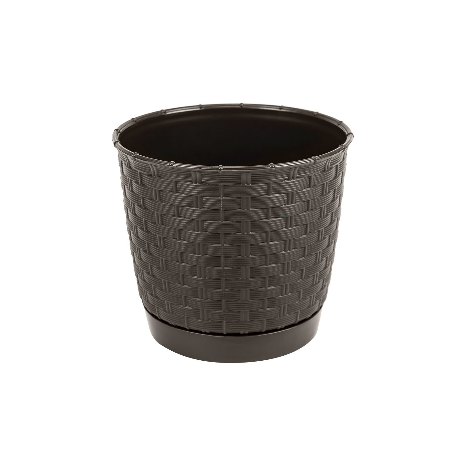 Prosper Plast DRLO165-440U 16.5 x 14.2 cm "Ratolla" Round Flowerpot - Dark Brown, 16.5x16.5x14.2 cm