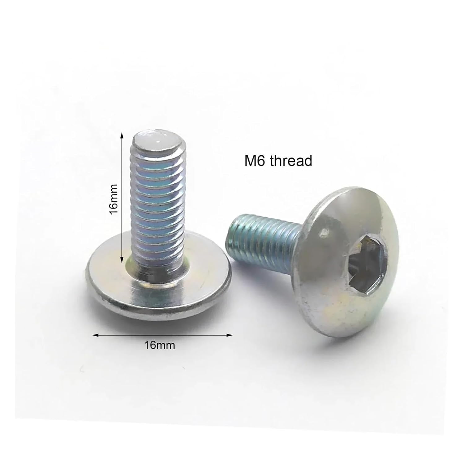 10-20pcs Big Flat Round Head Inner Hexagon Screw Bolts M6 6mm M6X16 Dark Silver for Motorcycle Scooter Moped Plastic Cover(20pcs-Silver)