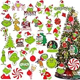 60Pcs Christmas Tree Ornaments Decorations Whoville Christmas Tree Hanging Ornaments for Xmas Holiday Tree Home Decor