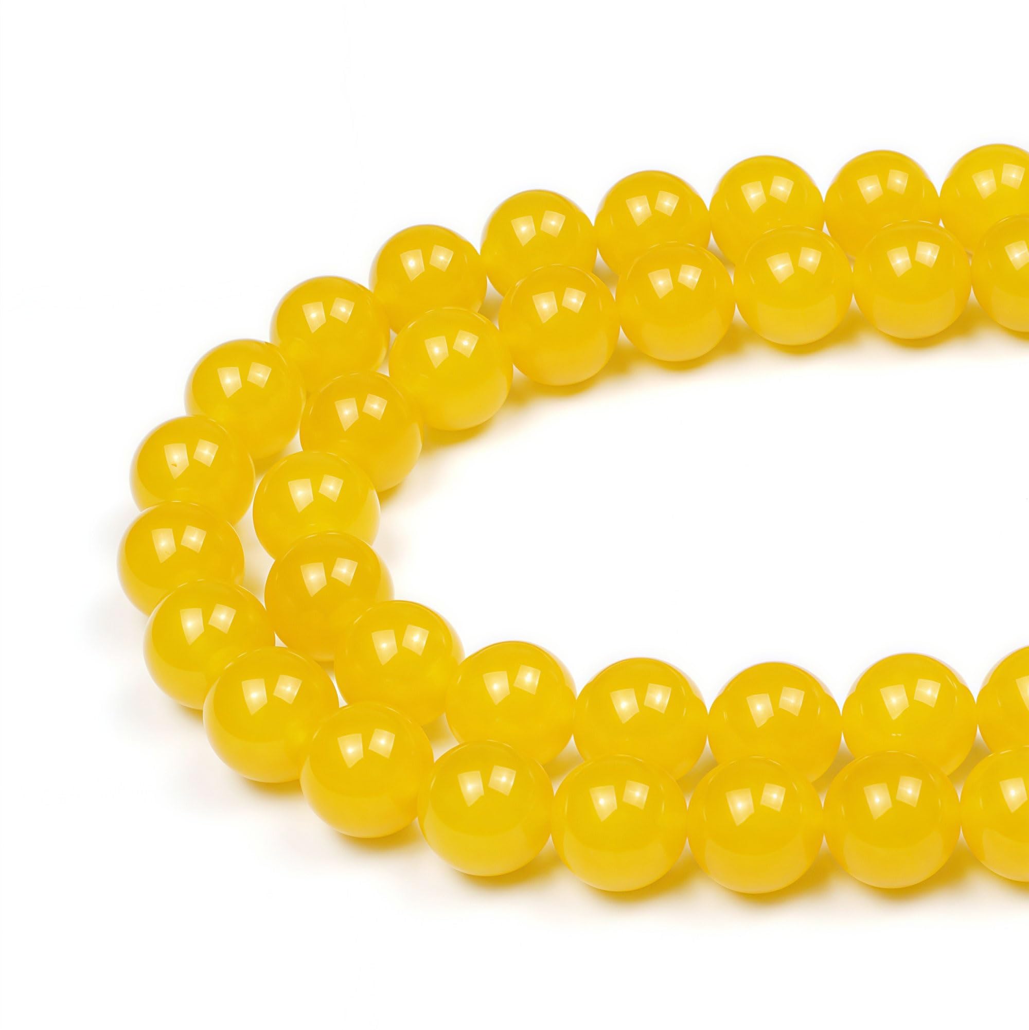 MJDCB Round Stone Beads 6mm Yellow Jade Loose Gemstone Beads for Jewelry Making Bracelet Necklace 60pcs โ image 1