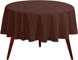 Gee Di Moda Round Tablecloth - 120 Inch Chocolate Round Table Cloth for 60 to 96 Inch Round Tables - Heavy Duty Washable Fabric - for Buffet Table, Holiday Party, Dinner, Wedding & Baby Shower