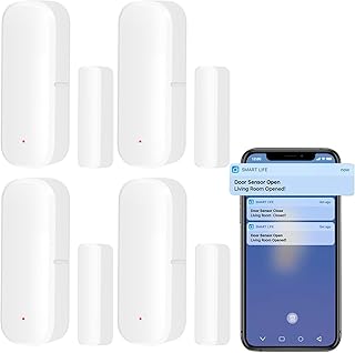 4xZigbee Smart Türsensor, Tür-Fenstersensor – Tuya drahtloser Türfenster Sensor Alarm App Push Benachrichtigungen, kabelloser Fensterkontakt-Sensor für Heimsicherheit und Smart-Home-Automatisierung