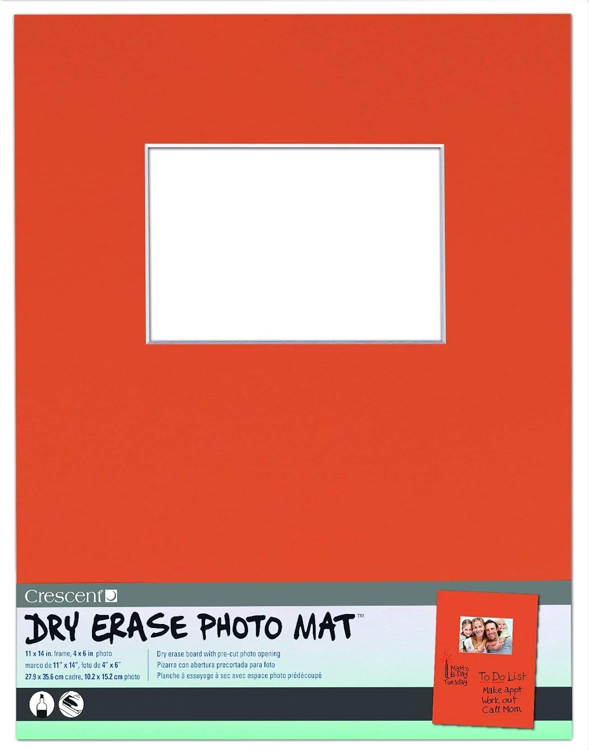 Crescent 12-311 Dry Erase Photo Mat, 11" x 14", Orange