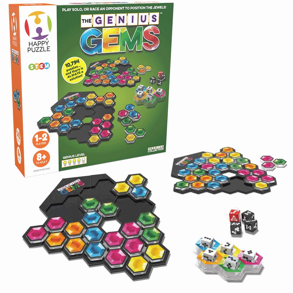 The Happy Puzzle Company The Genius Gems Game - 10.794 Puzzles - Eine große Herausforderung für Freunde und Familie Brettspielabend - Logik-Puzzle-Smart-Spiele MINT-Pädagogische Lernressourcen ab 8