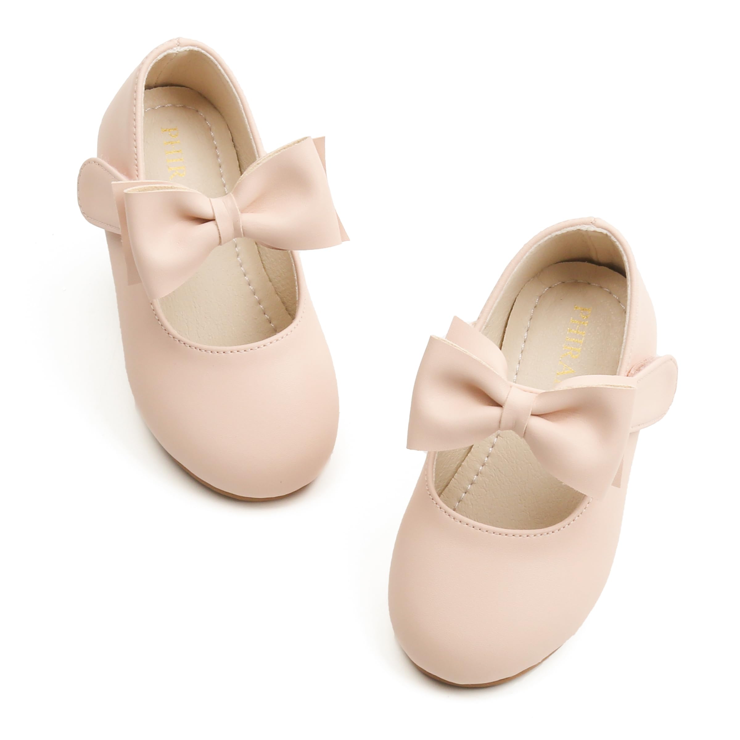 PHIRAMIN Toddler Flower Girl Dress Shoes - Little Girl Mary Janes Flats Wedding