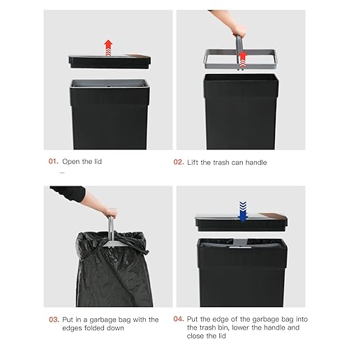 Miniatura 5 de PayLessHere Bote de basura de 13 galones (50 litros) con tapa, basurero de plástico para cocina, bote de basura automático con sensor de movimiento,