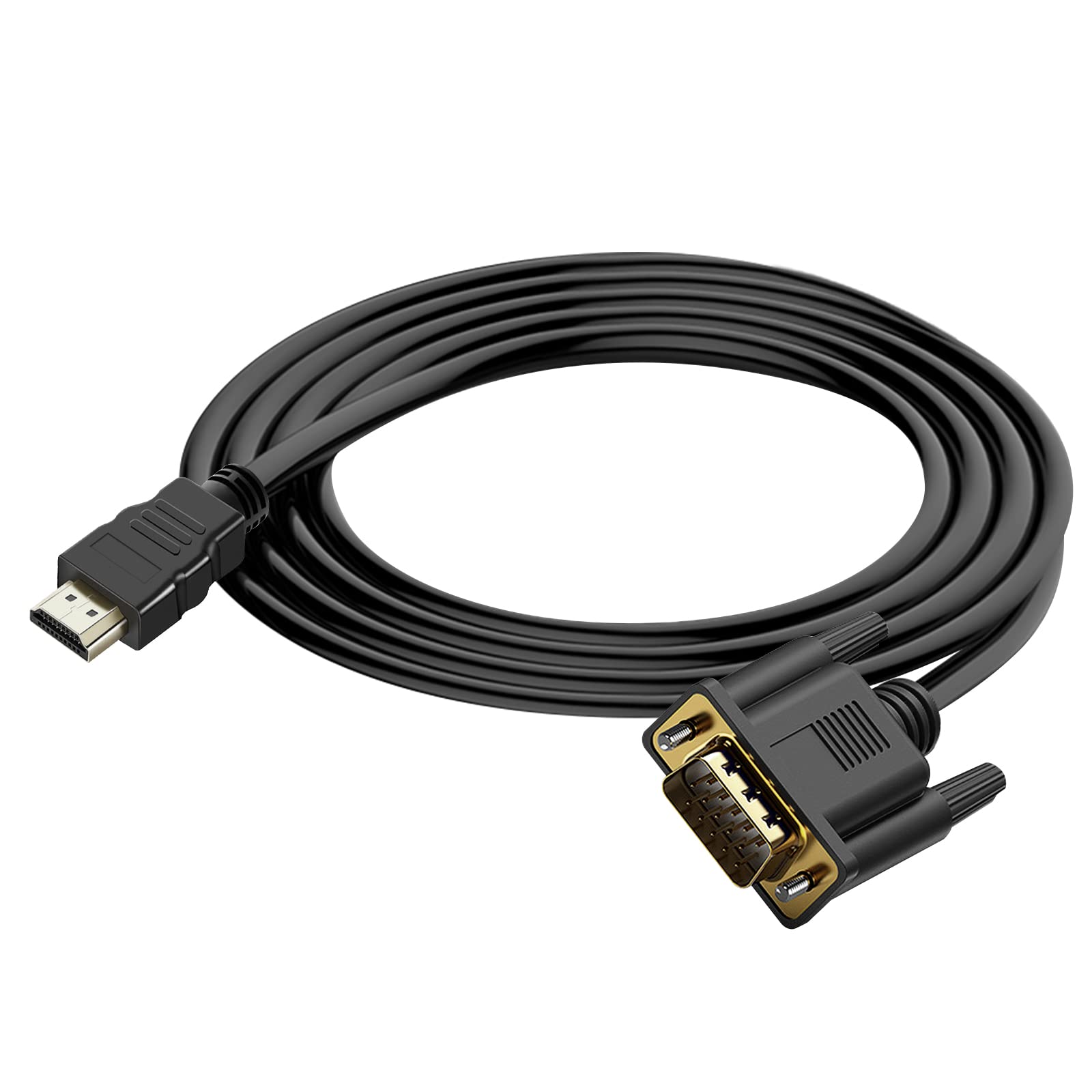 HDSUNWSTD HDMI to VGA (Male to Male) Video Adapter Converter Cord Cable (6 Feet/1.8 Meters) for Computer, Desktop, Laptop, PC, Monitor, Projector, HDTV, and More (NOT Bidirectional)