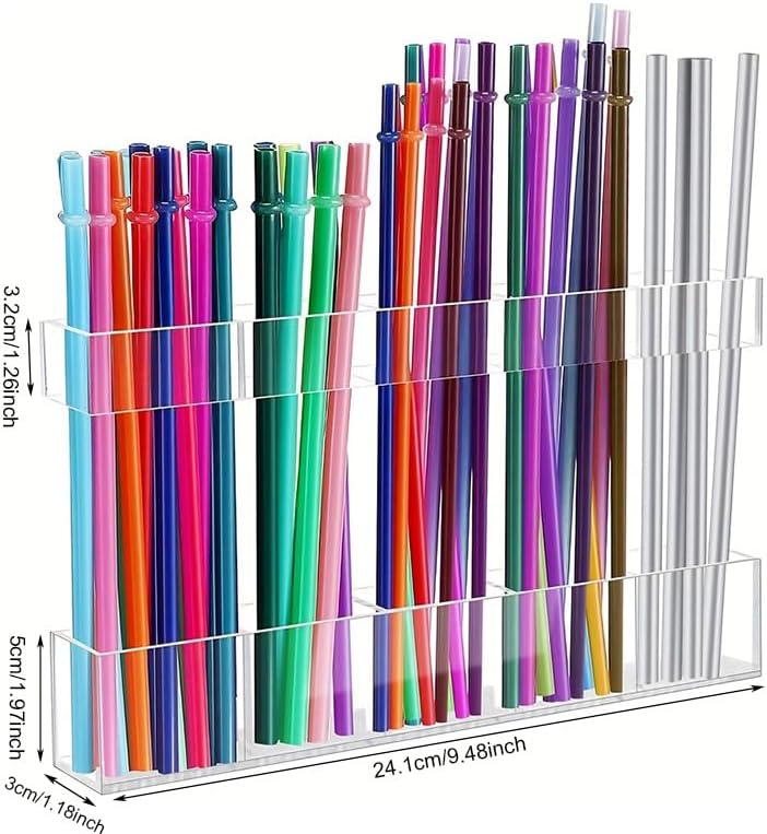 9.5' Cabinet Door Straw Rack, Super Sticky Squares, Adjustable Reusable Straw Dispenser, Kitchen Storage Accessory for Cabinets, Counters, and RVs - Image 3