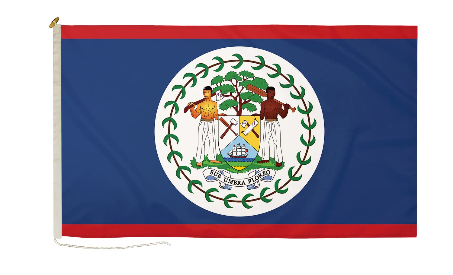 DuraFlag Belize Small Courtesy 20x12" Rope and Toggled Premium Quality 50x30cm Flag