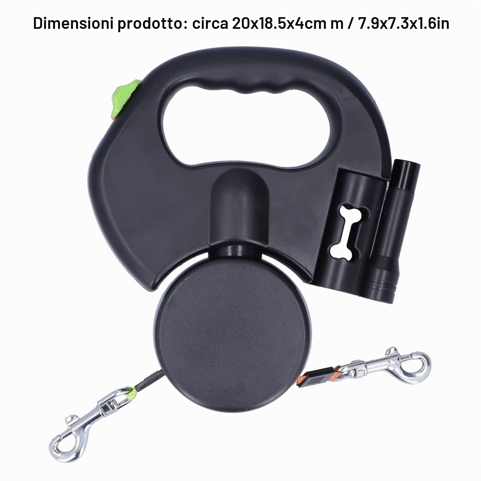 HEEPDD Guinzaglio Retrattile Doppio per Cani, Guinzaglio Estensibile Automatico con Cinturino Riflettente, Lunghezza per Passeggiate e Corsa