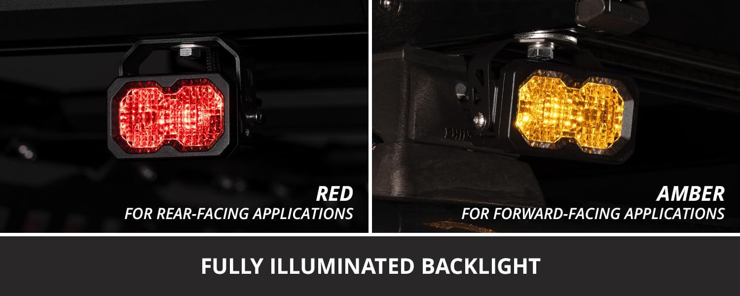 C2 2.0 SAE/DOT White Pro Standard LED Pod (pair), SAE Fog/Wide w/Amber Backlight