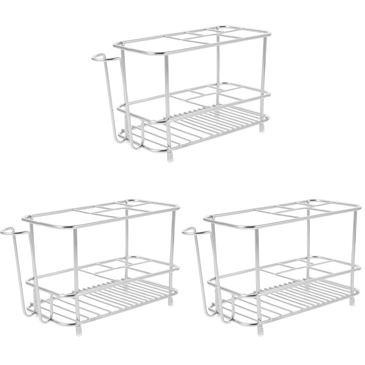 Alipis 3 Pezzi Porta spazzolino da Denti Magnetico piedistallo Adulti UV in Piedi Supporto da appoggio Bagno Semplice portaspazzolino Acciaio Inossidabile Silver
