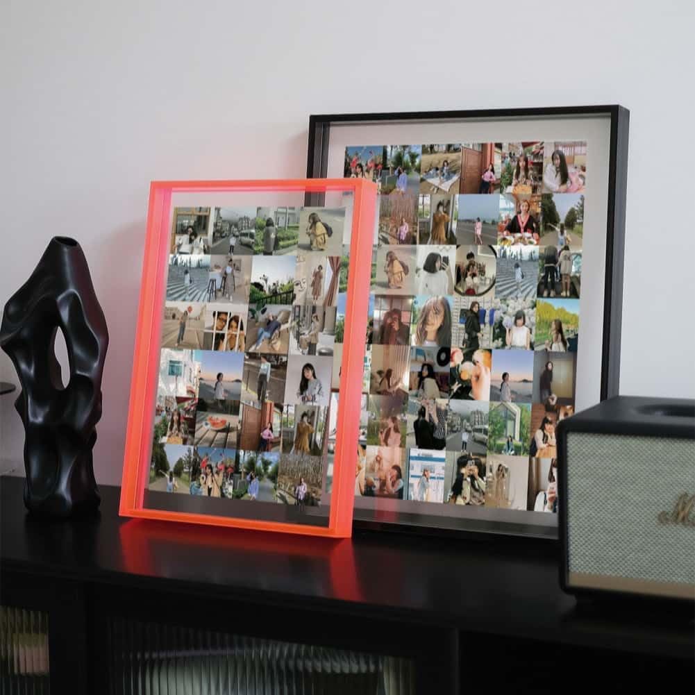 11x16 Acrylic Picture Frame, Floating Photo Frame for Wall Hanging and Desktop Decoration for Gallery, Home and Office (Fluorescent Pink)