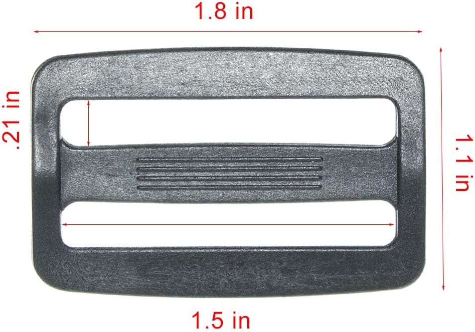 Craft County Tri-Glides - for Webbing, Backpacks, and Duffel Bags (5 Pack, 1 1/2-Inch)