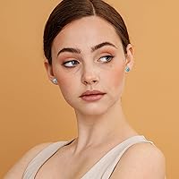 Vista 21 de Tibetan Turquoise Earrings 925 Sterling Silver Post Stud Boho Gemstone Hypoallergenic Handmade Earrings for Women Trendy Fashion