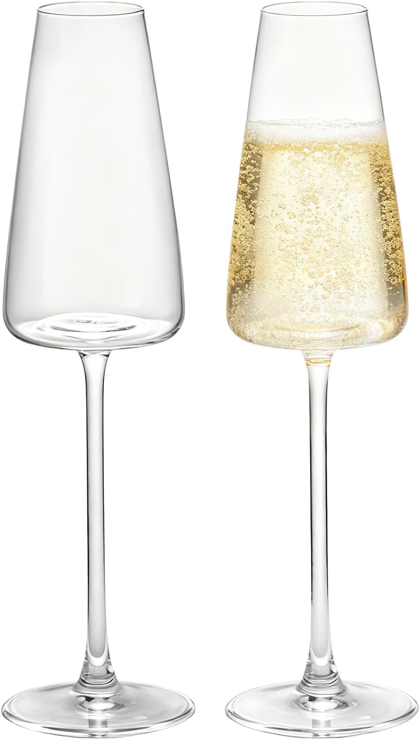 KAMMAK Champagne Flutes Set of 2, Stemmed Champagne Glasses, DY019