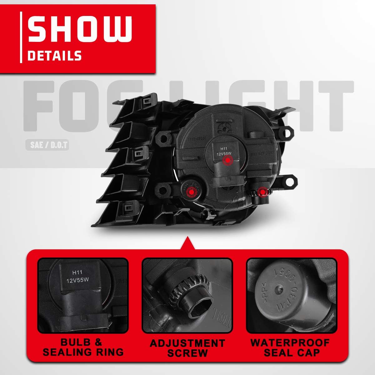 Front Bumper Fog Driving Light Assembly OEM Replacement Series for 2012-2014 Toyota Prius V With Clear Lens 2PCS with Switch and Wiring Kit AUTOWIKI