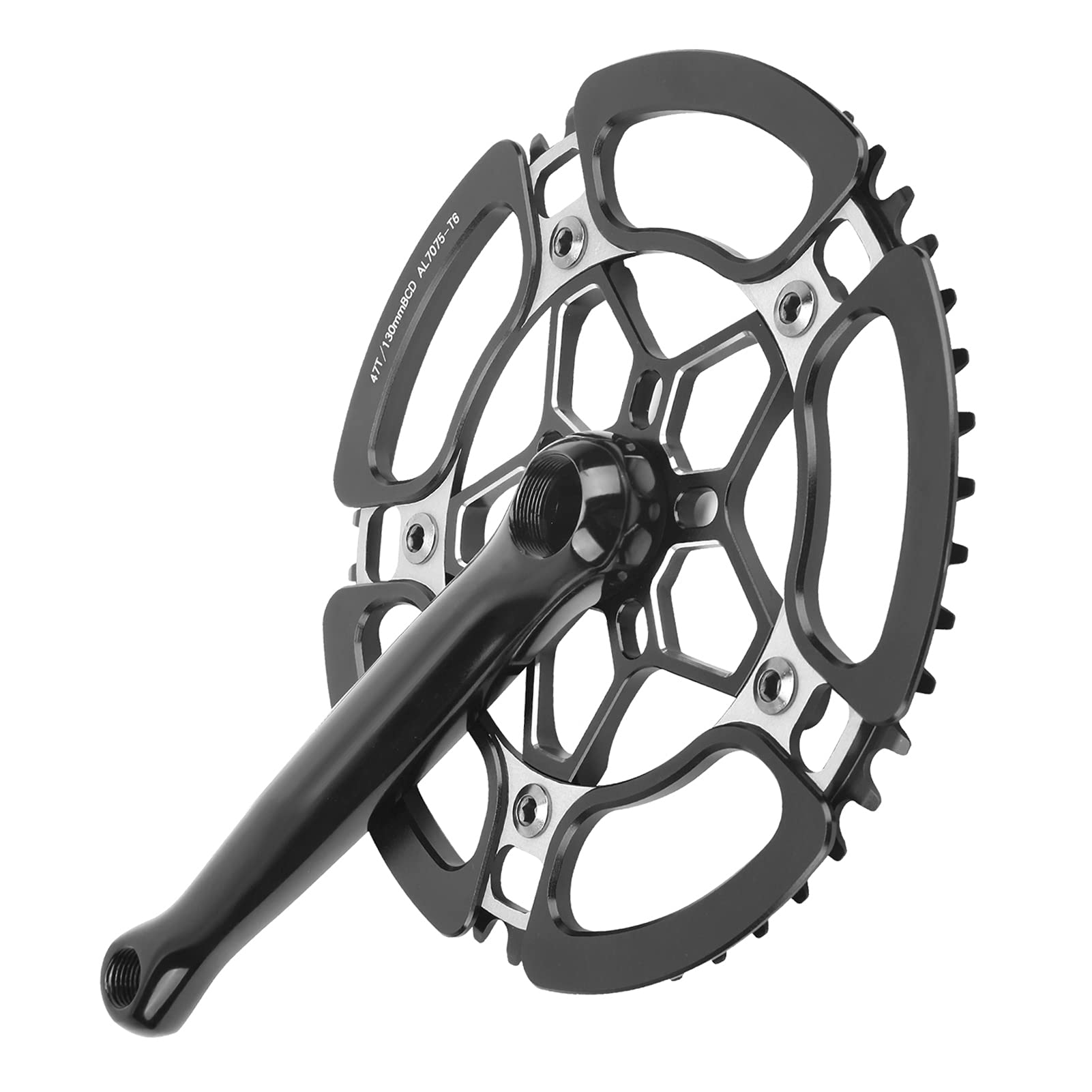 Mechanizm Korbowy Rowerowy, 45T Aluminiowa Korba Jednobiegowa Ramię Korby do Roweru Górskiego Zestaw Ramienia Korby Rowerowej do Roweru Górskiego(czarny)