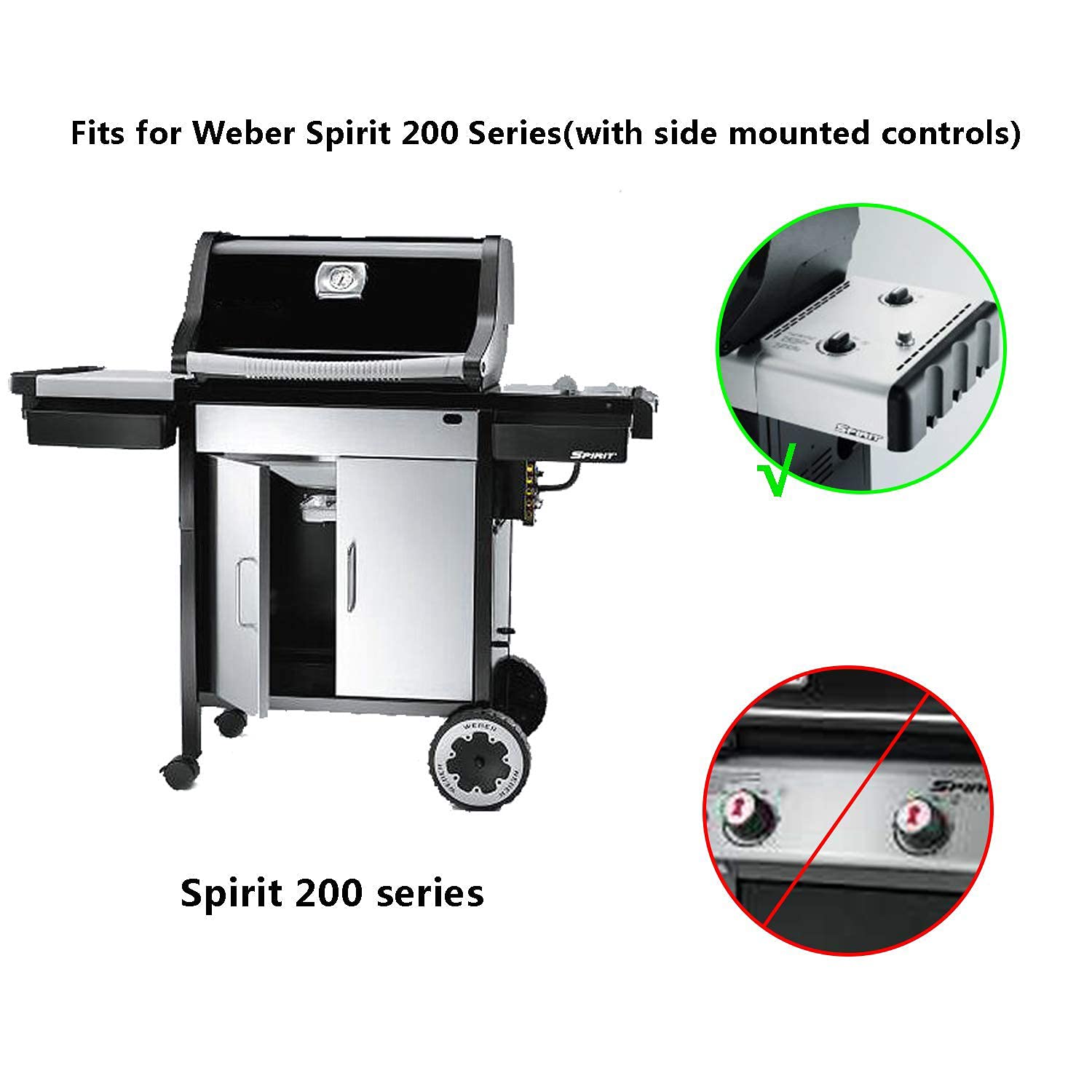 Onlyfire Pokrowiec na grill, pokrowiec na plandekę do grillowania, odporny na promieniowanie UV/wodę/wilgoć do grilla gazowego Weber 7139, seria Spirit 300 | Tkanina Oxford 600D, odporna na promieniowanie UV, pokrowiec do Weber 7139, seria Spirit II i Spi