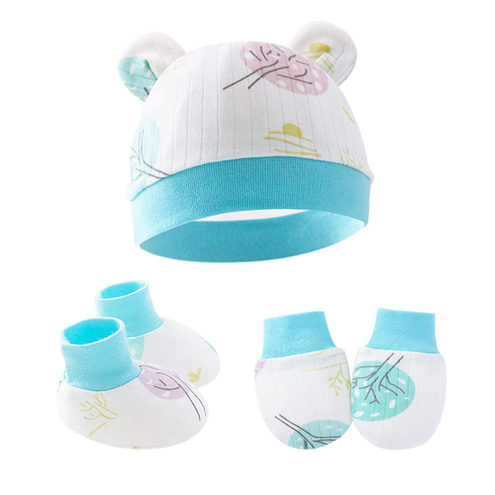 Ensemble Bonnet Et Gants Anti-rayures Pour Nouveau-nés En