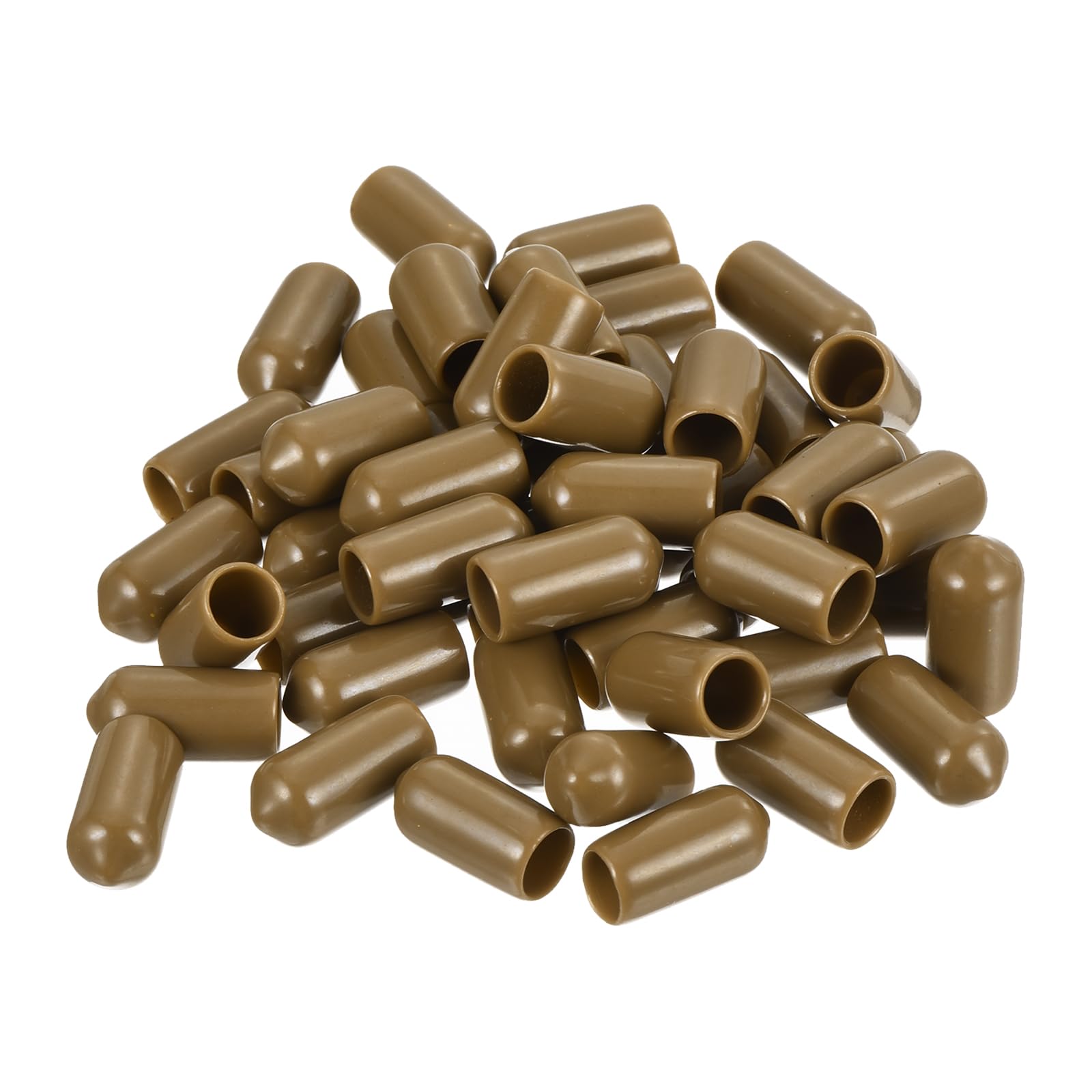 uxcell 100pcs Rubber End Caps 7mm ID Vinyl PVC Round Tube Bolt Cap Cover Screw Thread Protectors Light Brown