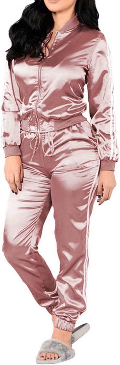 FOUNDO Women's Tracksuit Zip-Up Jacket and Pants 2 Piece Sports Joggers Jog Set