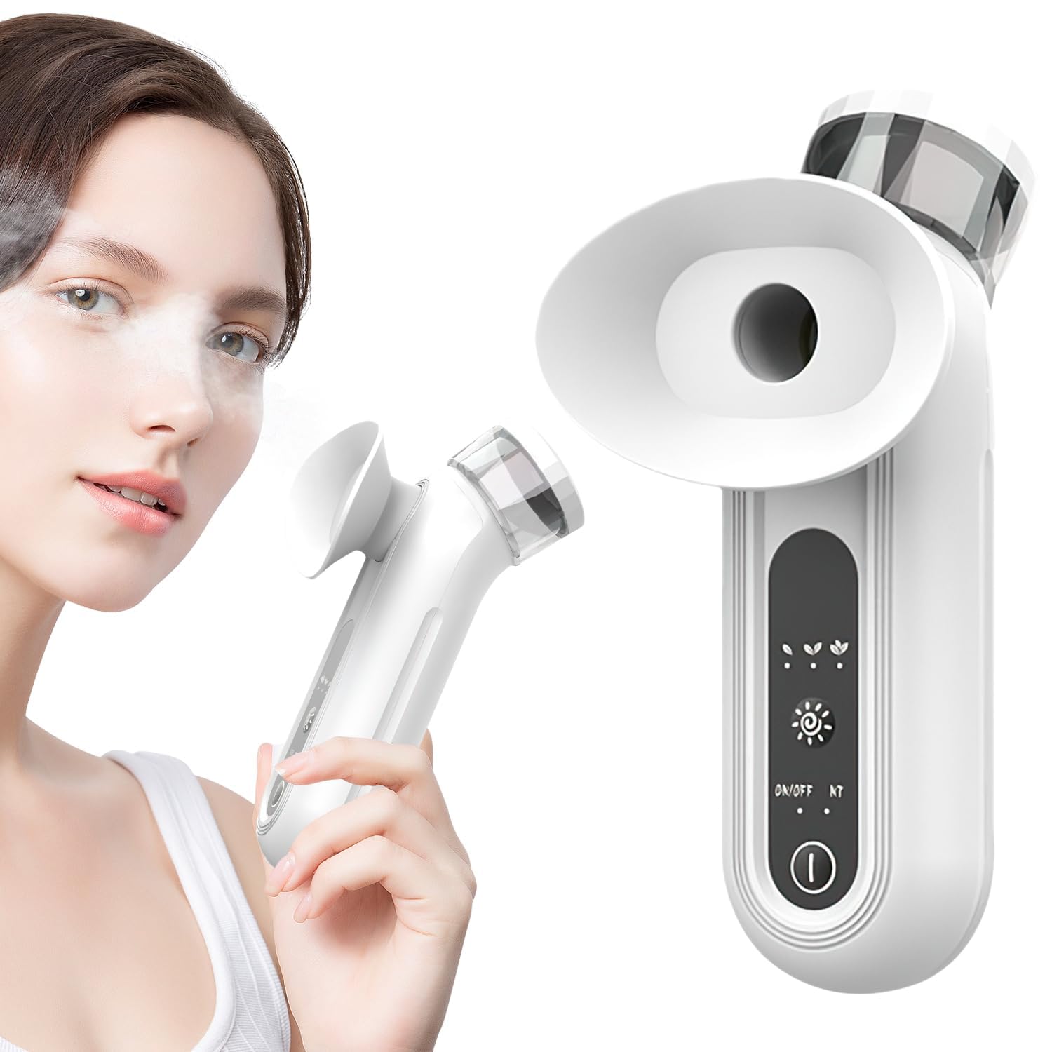 Vaporizador ocular para ojos secos, nuevo vaporizador portátil, vapor caliente para aliviar la sequedad ocular, tratamiento hidratante para ojos, mini vaporizador calmante para el cuidado ocular (blanco)