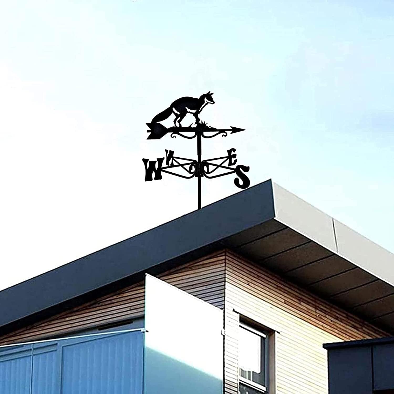 風見鶏 防錆コーティング付き ステンレススチール ファーム ホーム ウェザーベーン 風向計 庭測定ツール 風見 - キツネ、犬は猫が