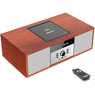 Chaîne Hi-FI Stéréo Bluetooth,WISCENT Vintage Micro HiFi Systems Lecteur CD, 30W RMS avec Streaming Audio Bluetooth, Poste Lecteur CD Radio FM, USB, AUX,Microchaîne - Les Beatles, Paul McCartney, John Lennon, RIngo Starr, George Harrison