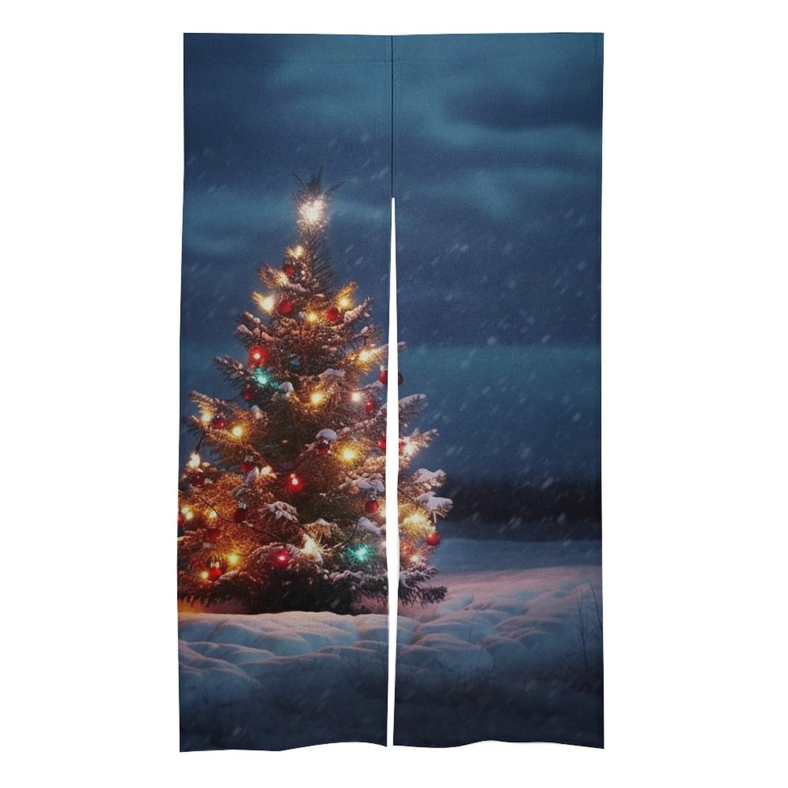 Rideau de porte en lin occultant pour isoler votre intérieur avec un motif sapin de Noël