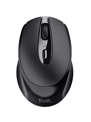 Trust Zaya Souris Rechargeable sans Fil (Microrécepteur USB, adaptée aux gauchers et aux droitiers, 4 Boutons, USB-C pour recharger la Batterie) Noir