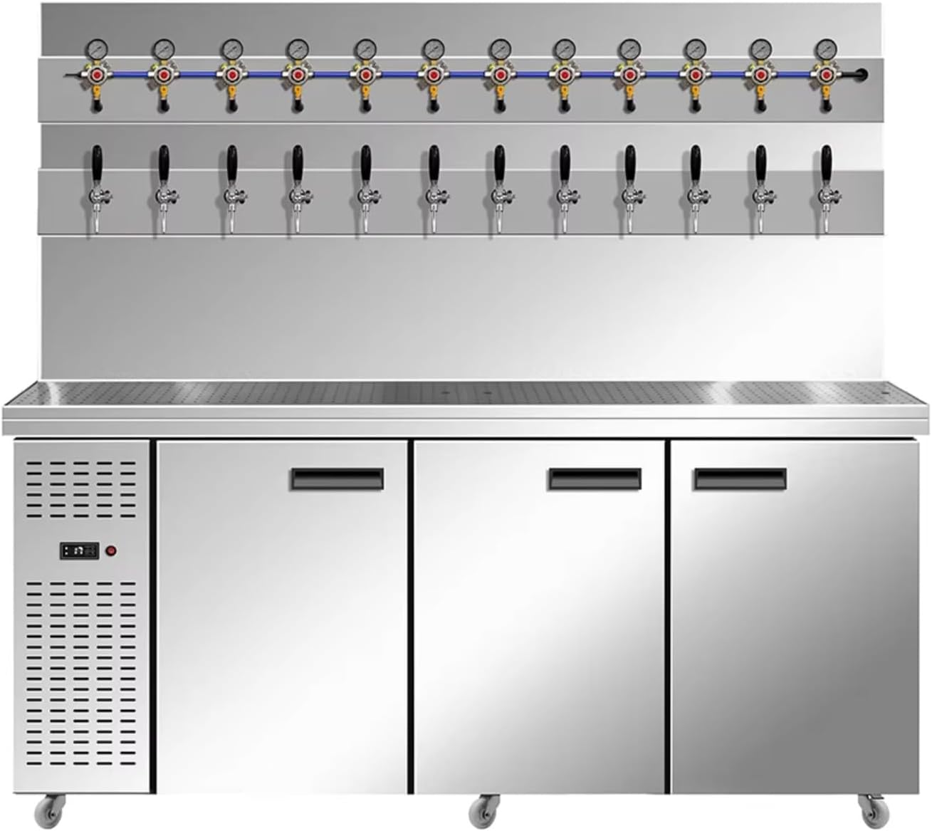 Draft Beer Dispenser Machine Commercial Stainless Steel Kegerator Cooler 12 Taps Beer Dispenser for Hotel Lobby Bar