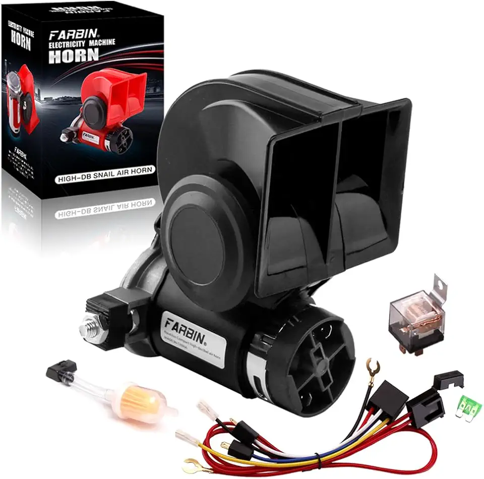 FARBIN Buzina de trem para caminhão 12v 150db buzina de carro alto caracol buzina de ar com chicote de relé para qualquer veículo