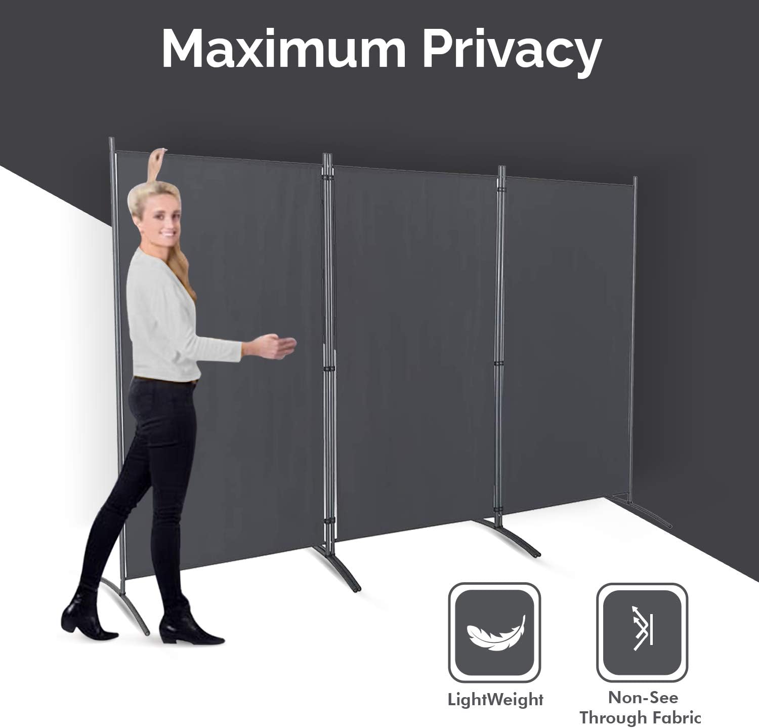 STEELAID Room Divider – Folding Partition Privacy Screen for School, Church, Office, Classroom, Dorm Room, Kids Room, Studio, Conference - 102" W X 71" Inches - Freestanding & Foldable