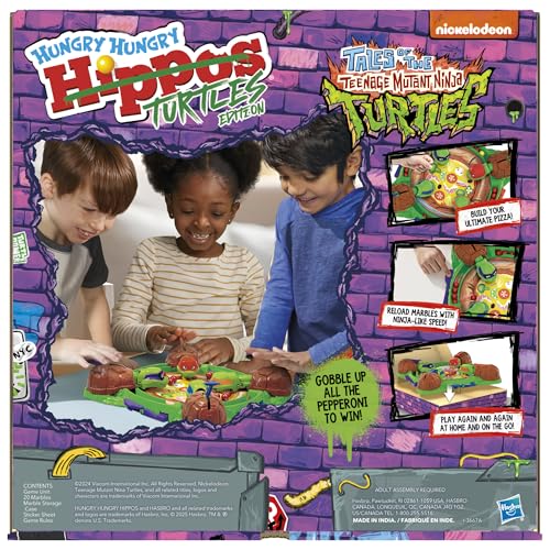 Hungry Hungry Hippos: Teenage Mutant Ninja Turtles Edition Game | Ages 4 and Up | 2 to 4 Players | Kids Board Games | Gifts for Preschoolers (Amazon Exclusive) - Image 3