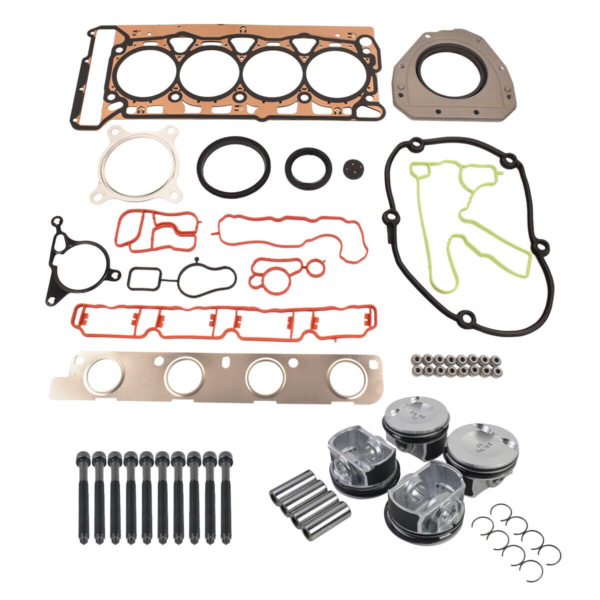 Kit Guarnizioni Pistone E Testata ø21mm Compatibile con E0S Scir0cc0 Sha-ran Je-tta A3 TT 2.0 T CBFA CCTA 06H107065DD